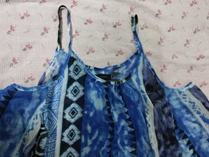 Blue Print Cold Shoulder Top