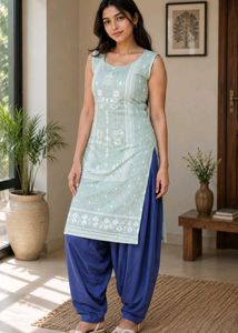 Stylish Women's Kurta with blue pyjama