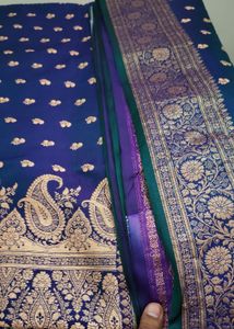 Royal Blue Silk Saree with Gold Brocade