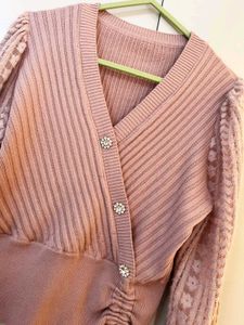 Pink Knitted Wrap Top