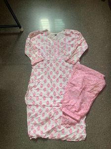 Pink Printed Kurta Set