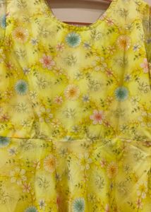 Beautiful Yellow Floral pure organza Ethnic Gown