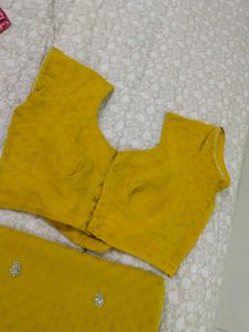 Yellow saree with Silver Embellishments