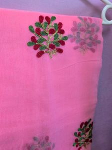 New Pink Embroidered Saree