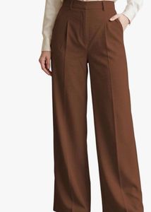 Brown Textured Wide Leg Pants