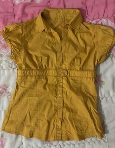 Stylish Yellow Button-Up Blouse