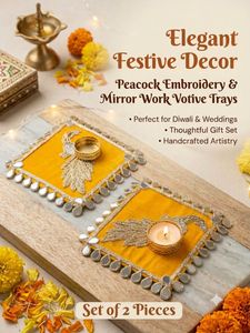 Set of 2 Peacock Diya Holders