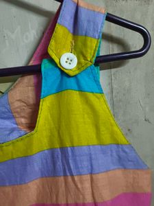 Pure Cotton Colorful Striped Summer Dress