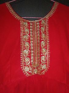 Red Embroidered Anarkali Suit