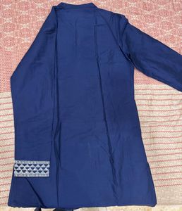 Elegant Navy Blue Kurta with White Embroidery