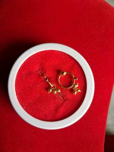 Gold Nose Pin with Red Stones