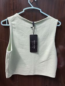 Cute Light Green Cut-out Tank Top