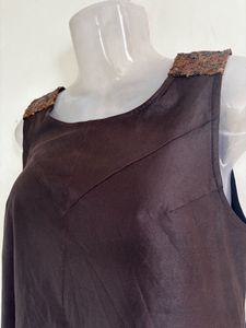 Stylish Brown leather Sleeveless Top