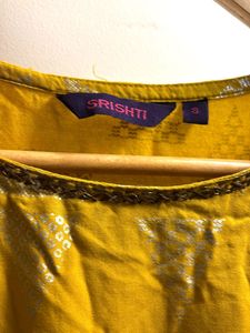 Yellow Printed Kurta