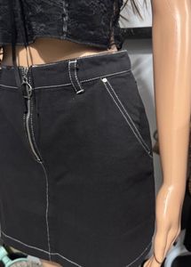 Black Mini Skirt with Zipper Detail