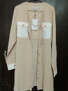 Chic Beige Utility Shirt Dress