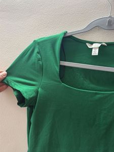 Green Square Neck Top