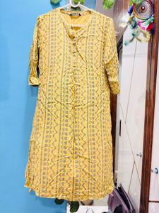 Yellow Printed Kurta