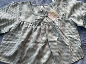 Gingham Puff Sleeve Top