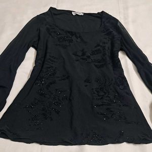 Y2k Vintage Gothic Sparkly Dark Romance Black Top