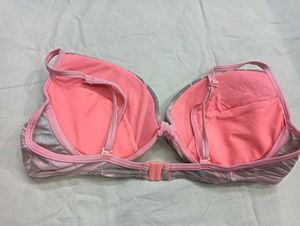 Stylish Pink &amp;💚 Grey Floral Print Bra