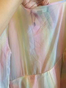 Pastel Rainbow One Shoulder Dress