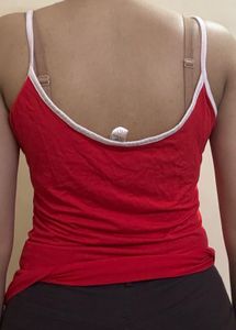 Red Cami Top with White Trim and black & whit