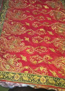 Red  and orange Embroidered georgette combo 2 sare