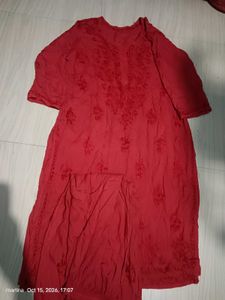 Red Chicken Kari Kurta Set