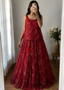 Maroon Embroidered Lehenga Choli Set