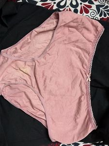 Pink Cotton Briefs with Lace Trim