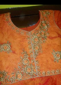 Elegant Embroidered Orange Kurta