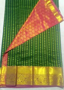Beautiful Green Silk Saree with Gold Border