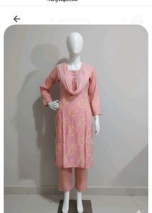 Pink Printed Kurta Set with Dupatta