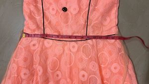 Peach Dress or Gown with Brown Overcoat