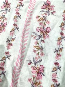 Beautiful White Kurta with Pink Floral Print
