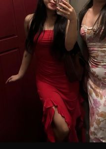Chic Strapless Red Ruffled Mini Dress