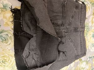 Stylish Grey Denim Mini Skirt with inbuilt shorts