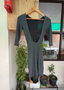 Sparkly Silver Ruched Mini Dress