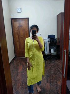 Elegant Yellow Cotton Kurta