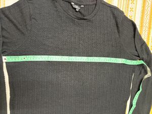 Black Textured Long Sleeve Top
