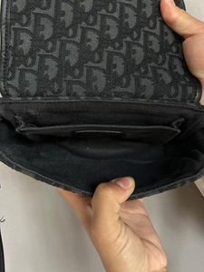 Christian Dior Black Leather Canvas Montaigne