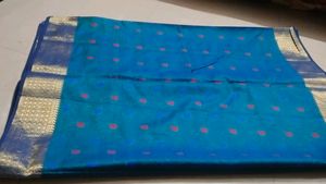 Elegant Blue Saree with Golden Border