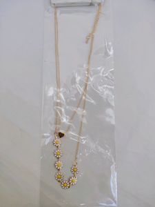 Flower Design Pendant Double Chain Necklace