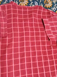 Chic coral Checkered Kurta