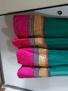 Elegant Teal &amp; Pink Anarkali Gown