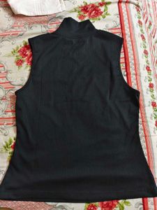 Sleeveless Turtle Neck Ribbed Top