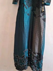 Elegant Teal &amp; Black Gown