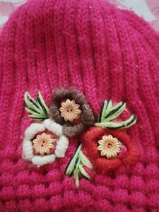 146.Handmade Floral Knit Beanie