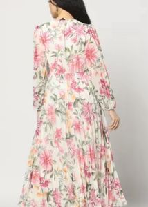 Floral Print Pleated Maxi Dress